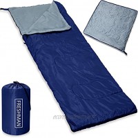 Sac de couchage 190x75cm Camping Bleu Sac avec 2 fermetures Jusque -6°C