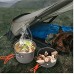 Camping Batterie de cuisine Poêle pique-nique PORTIER Set cuire pique-nique Ultraléger portable Fold Batterie de cuisine Pan 1-2 personnes pour cuisson orange pour la randonnée le camping pêche