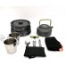 DSGYZQ Camping Cookware Kit pour 2-3 Personnes Portable Colfire De Camping en Acier Inoxydable Cuisson Equipement De Cuisson Ustensiles pour Randonnée Pique-Nique De Randonnée,Noir
