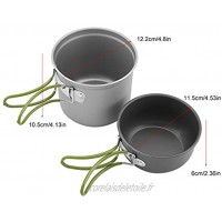 Maquer Batterie de Cuisine pour Barbecue Portable Pot en Aluminium randonnée de Pique-Nique Solide et Durable pour Le Camping en Sac à Dos