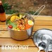 QOTSTEOS Pot Lunch Pique-Nique en Acier Inoxydable Boîte à Lunch Anti-Brûlure avec Poignée Pliable pour Randonnée Camping Extérieur