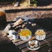 Skrskr Kit de Batterie de Cuisine de Camping en Acier Inoxydable Bol Alimentaire et Casserole Ensemble de Cuisine Vaisselle Portable Vaisselle pour Camping randonnée randonnée Pique-Nique