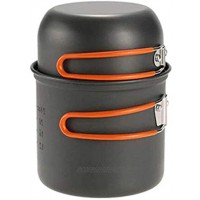 DBSCD Batterie de Cuisine de Camping avec poignée casseroles et poêles pour la Vaisselle de Pique-Nique Batterie de Cuisine pour 1-2 Personnes équipement de Camping randonnée en Plein air Orange