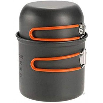DBSCD Batterie de Cuisine de Camping avec poignée casseroles et poêles pour la Vaisselle de Pique-Nique Batterie de Cuisine pour 1-2 Personnes équipement de Camping randonnée en Plein air Orange
