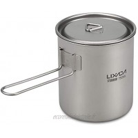 Lixada Pot Tasse de Camping Titanium Tasse d'eau avec Poignée Amovible Vaisselle en Plein Air Pique-Nique Cuisine 750ml