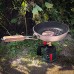 Poêle de camping légère en aluminium 24 cm Antiadhésive Avec poignée en bois pliable et couvercle