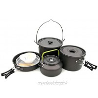 Sky God Casserole Camping,Portable Camping Randonnée Batterie de Cuisine en Plein Air de Pique-Nique Bowl Backpacking Cuisine Pan Pot Set Ustensiles de Matériel de Cuisine pour Pique-Nique