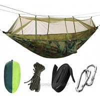 Wusuowei Lit Suspendu portatif de hamac de Camping de Parachute de Haute résistance avec des tentes de hamac de Camo de hamac de Sommeil de moustiquaire pour Camper 1 Personne