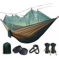 ZHZHUANG Hamac parachute ultraléger avec piqûres de moustiques pour tente de camping en plein air vert foncé et camel