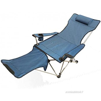 Chaise de camping en plein air Chaise pliante de camping portable avec une chaise inclinée pliante en maille de repose-pieds support robuste 264 lb sac de transport pour l'extérieur Chaise pliante d