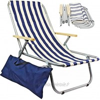 Chaise de plage pliante en sac en aluminium et coton naturel facile à transporter résistante jusqu'à 150 kg