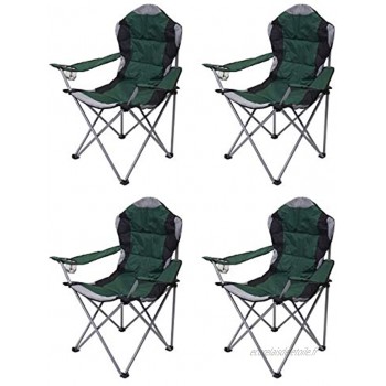 Mendler 4X Chaise de Camping HWC-D66 Chaise pour pêcheur Pliable rembourré Vert