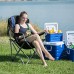 Relaxdays Chaise de camping pliable fauteuil de pêche rembourré avec porte-boissons dossier réglable HxlxP: 108 x 90 x 72 cm bleu noir