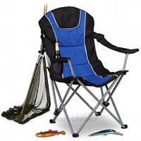 Relaxdays Chaise de camping pliable fauteuil de pêche rembourré avec porte-boissons dossier réglable HxlxP: 108 x 90 x 72 cm bleu noir