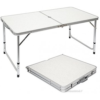 AMANKA Table de camping 120 x 60 cm – Table de pique-nique pliable en aluminium Table de pique-nique pliable réglable en hauteur