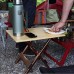 FIONAT Table de Camping Pliante en Aluminium Bois de Bambou Table Pliante Table Camping pour la Plage la Randonnée Le Trekking Le Camping la Pêche 50 * 40 * 40CM