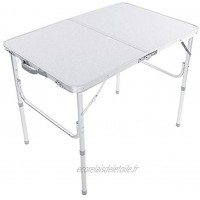 GOTOTOP Table de camping portable en alliage d'aluminium table de pique-nique pliante avec pieds réglables en hauteur 90 x 60 x 70 cm