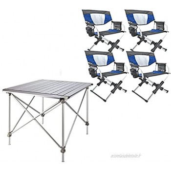 Tables chaises Camping Table Pliante avec 4 chaises Table de Levage en Alliage d'aluminium extérieur Portable apportez Une Sangle à Main pour Un Stockage Facile