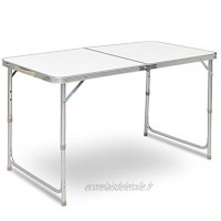 WOLTU® CPT8122sg Table de Camping Pliante Table de Jardin Table de Travail Table de Balcon réglable en Hauteur en Aluminium MDF,Blanc