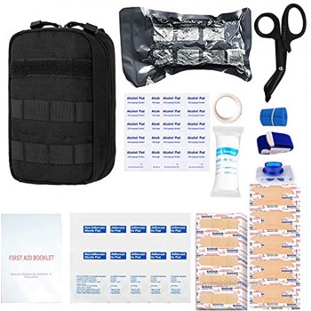 GRULLIN First Aid Survival Kit 90 Pcs Tactical Molle IFAK Pouch Outdoor Emergency kit Home Office Car Randonnée Chasse Camping AdventureNoir