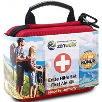 Zenwells Trousse à Pharmacie de Premiers Secours Sac Premiers Soins pour Voyage Camping Voiture Sport Complet Compact Robuste Made in Germany
