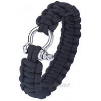 Bracelet de survie en acier inoxydable Bracelet en paracorde de 24,5 cm Bracelet de survie en nylon