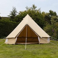 Massage-AED Tente Cloche en Toile de Coton 3 m 4 m avec 4 fenêtres Tente de yourte Indienne Robuste Camping Tente tipi familiale pour Glamping Festival