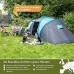 Skandika Hammerfest 6 Tente dôme familiale 6 Personnes 620 x 220cm – Bleu avec ou sans Tapis de Sol Cousu et ou avec cabines Sombres