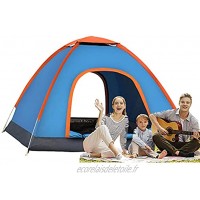 Tente de camping 3-4 personnes grand auvent pare-soleil,coupe-vent imperméable tentes automatiques extérieures,tente de randonnée tente dôme à double portes,idéale pour les voyages en famille bleu