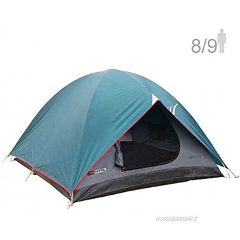 Tente de camping Cherokee GT modèle XL pour familles ou groupes jusqu’0à 8 9 personnes 2 pièces 100 % imperméable montage facile Turquoise et gris
