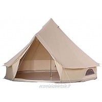 Bell Tent Glamping Tentes de yourte en toile pour 3 à 12 personnes avec poteau central et porte robuste et grandes tentes imperméables à 4 fenêtres pour la chasse en plein air en camping familial