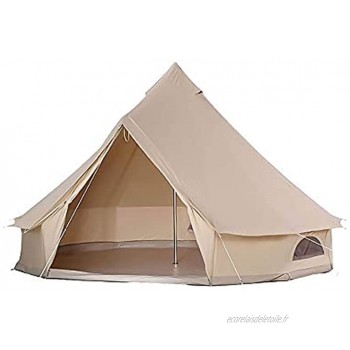 Bell Tent Glamping Tentes de yourte en toile pour 3 à 12 personnes avec poteau central et porte robuste et grandes tentes imperméables à 4 fenêtres pour la chasse en plein air en camping familial