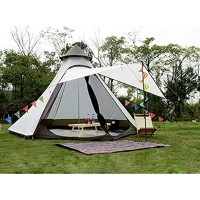 JTYX Tente Indienne Tipi Extérieure Étanche Double Couche Camping Tour Tente Famille Camping Tente Yourte Tipi Tente pour Randonnée en Plein Air 3-4 Personne