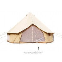 Safari Camping Toile de Coton Tente de Bell avec Fermeture Éclair en Tapis de Sol étanche