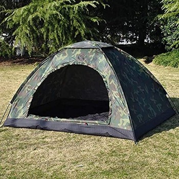 DEDC Camouflage Tente de Camping en Tissu Oxford Une Personne Extérieur Tente Protection UV Imperméable pour Camping Randonnée Activité de Plein Air