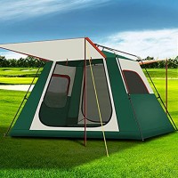 JTYX Tente pop-up automatique avec porche étendue pour 3-4 personnes Abri solaire hydraulique Tente instantanée pour l'extérieur et la randonnée