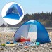Pop Up Tente de Plage Rapide Ouvert instantanée Portable Canopy abris Soleil étanche avec Rideau pour Camping pêche Bleu L