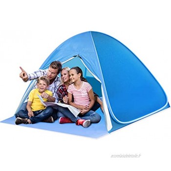 SAEYON L Tente de Plage Pop Up Tente avec Fermeture à glissière Porte Tente Anti UV50+ Automatique Instant Portable Tente pour 2-4 Personnes Tente de Camping pour Famille Randonnée Pêche Bleu