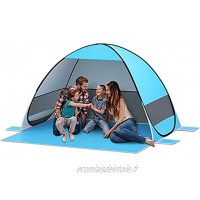 SAEYON XXL Tente de Plage Automatique Pop Up Tente avec 360° Ventilation Tente Anti UV50+ Automatique Instant Portable Tente pour 2-6 Personnes Tente de Camping pour Famille Randonnée Pêche Bleu