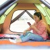 HYAN Tentes Tunnel Tente de Camping Pop Up 4 Personne RainReProfl Double Couche Tente instantanée pour randonnée en extérieur Sac à Dos tipi Color : Yellow
