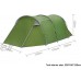 MIMI KING Tentes de Camping Famille 3-4 Personne Portable Facile mis en Place Tunnel Tente imperméable à l'eau pour la pêche en Plein air randonnée Camping Backpacking,Green