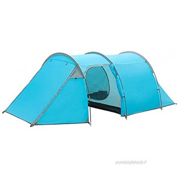 Tente Extérieure 3-4 Personnes Double Couche Une Pièce Une Salle Tente Tunnel Camping Tente Imperméable À La Main Bleu