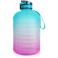 1 Gallon Water Bottle 3.78L Gallon Sports Bucket with Time Mark and Handle Large Capacity Plastic Cup Bounce Cover Convenient 2-color Gradient Gym Climbing Sports Bottle