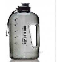 BOTTLED JOY Grande bouteille d'eau 1,5 l sans BPA Anti-fuite Bouteille de sport avec marquage de l'heure motivant pour le fitness le bureau les voyages le camping l'escalade Gris