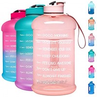 Venture Pal Grande bouteille d'eau de sport étanche sans BPA avec marqueur de temps motivant pour vous assurer que vous buvez assez d'eau tout au long de la journée Rose clair