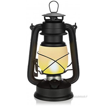 com-four® Lanterne Suspendue LED avec lumière vacillante Suspension sans Fil Lanterne ouragan à Piles pour fêtes Noir