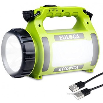 EULOCA Lampe Torche LED Rechargeable Lampe Camping 3 en 1 Puissante 2600mAh Fonction de Batterie Externe Lanterne Torche Puissante ​Étanche pour Bricolage Randonnée Secours