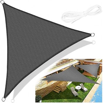 Emooqi Voile d'Ombrage Triangle Voile d'Ombrage Toile d Ombrage HDPE Triangulaire 3x3x3M Rayons UV Résistante Aéré Voile Ombrage Rayons UV pour Jardin Terrasse Camping -Gris Foncé