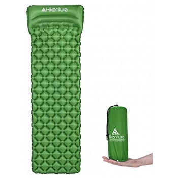 Matelas gonflable de couchage par Hikenture Matelas pour camping Compact et résistant à l'humidité Pour randonnée voyage Bleu et vert